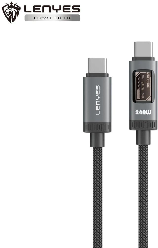 USB laidas Lenyes USB-C - USB-C 1,2 m juodai pilkas