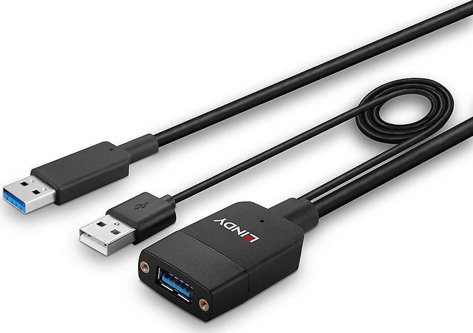 USB Kabelis - LINDY Hibridinis USB 3.2 Type A Laidas, 10Gbps, 35 m, Juodas