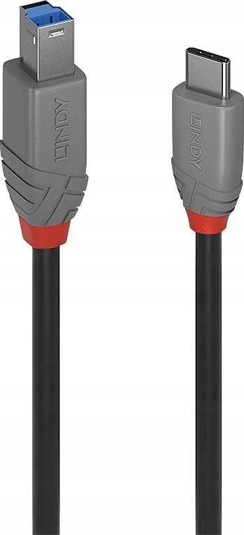 USB Laidas - LINDY Anthra Line USB 3.2 Type C į B Laidas, M/M, 5Gbp, 0.5 m, Juodas