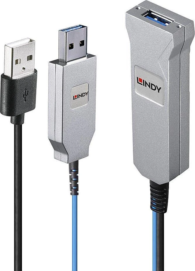 USB Kabelis - LINDY Šviesolaidinis USB 3.0 Laidas, 5Gbps, 30 m, Mėlynas