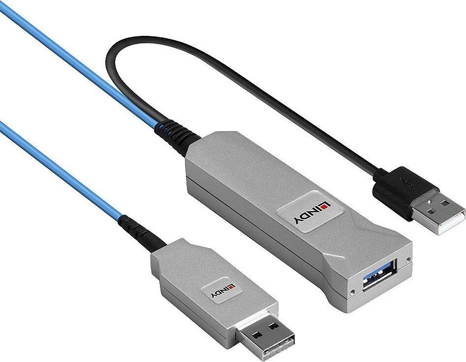USB Kabelis - LINDY Šviesolaidinis USB 3.0 Laidas, 5Gbps, 30 m, Mėlynas