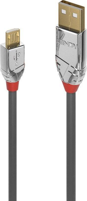 USB Laidas - LINDY Cromo Line USB 2.0 Type A į Micro-B Laidas, 0.5 m, Pilkas