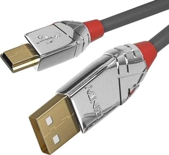 USB Kabelis - LINDY Cromo Line USB 2.0 Type A į Mini-B Laidas, 7.5 m, Pilkas