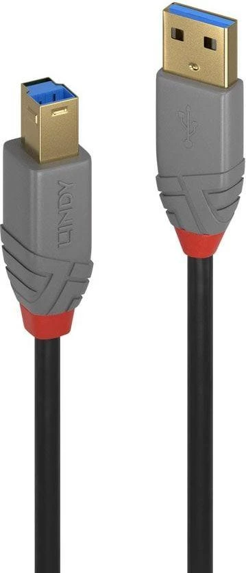 USB Kabelis - LINDY USB 3.2 Type A į B Laidas, M/M, 5Gbps, 3 m, Juodas