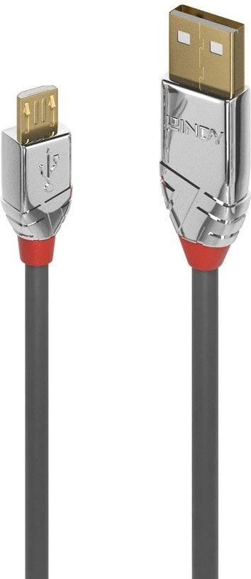 USB Kabelis - LINDY Cromo Line USB 2.0 Type A į Micro-B Laidas, 5 m, Pilkas