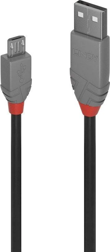 USB Kabelis - LINDY Anthra Line USB 2.0 Type A į Micro-B Laidas M/M, 2 m, Juodas