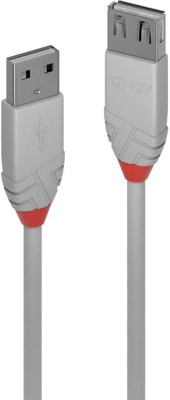 Lindy USB Prailginimo Laidas - Anthra Line 0.5m USB 2.0 Tipo A M/F Pilkas
