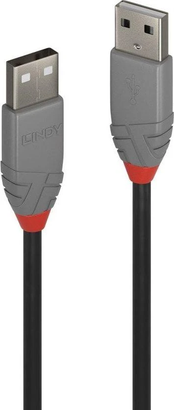 USB Kabelis - LINDY Anthra Line USB 2.0 Type A į A Laidas M/M, 3 m, Juodas