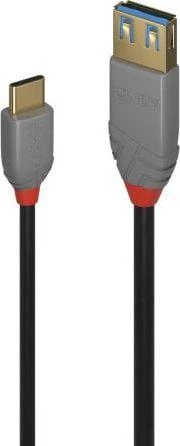 USB Kabelis - LINDY Anthra Line USB 3.2 Type A į C Laidas, M/M, 10Gbps, 15W, 0.5 m, Juodas