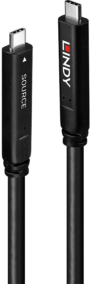 USB Kabelis - LINDY USB 3.2 10Gbps ir DP 1.4 Type C Hibridinis Kabelis (4 juostos), 10Gbps, 4K144Hz, 60W, 10 m, Juodas