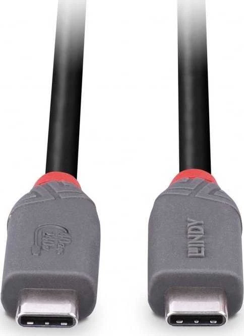 USB Kabelis - LINDY Anthra Line USB4 Type C Laidas, M/M, 40Gbps, 240W PD, 1.5 m, Juodas
