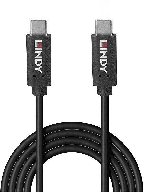 USB Kabelis - LINDY USB 3.2 Type C Laidas, M/M, 20Gbps, 100W, 1.5m, Juodas