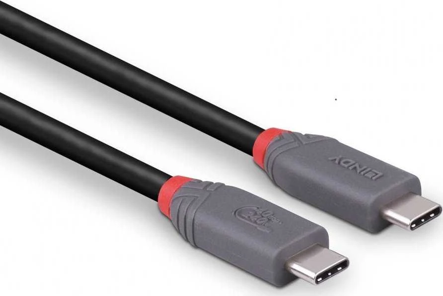 USB Kabelis - LINDY Anthra Line USB4 Type C Laidas, M/M, 40Gbps, 240W PD, 1.5 m, Juodas