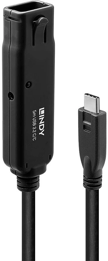 USB Kabelis - LINDY USB 3.2 C/C Aktyvus Prailginimas, 10Gbps Duomenų Perdavimas, 5 m, Juodas