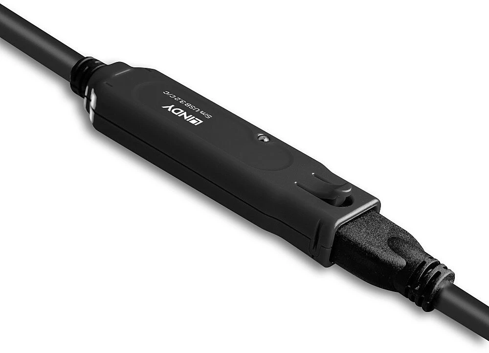 USB Kabelis - LINDY USB 3.2 C/C Aktyvus Prailginimas, 10Gbps Duomenų Perdavimas, 5 m, Juodas