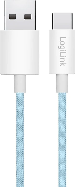 „LogiLink“ USB-A - USB-C 1,0 m ilgio, nailono pynimo, mėlyna
