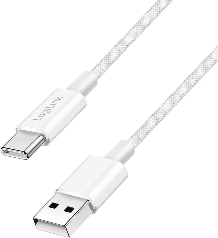 LogiLink USB-A - USB-C 1,5 m nailono pintas, baltas
