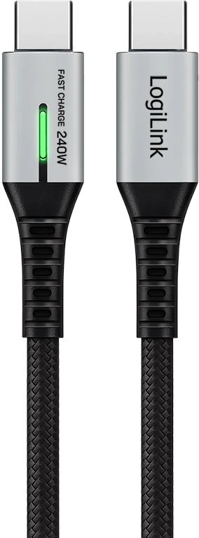 LogiLink USB-C 20 Gb/s, 240W 2.0m braided juoda