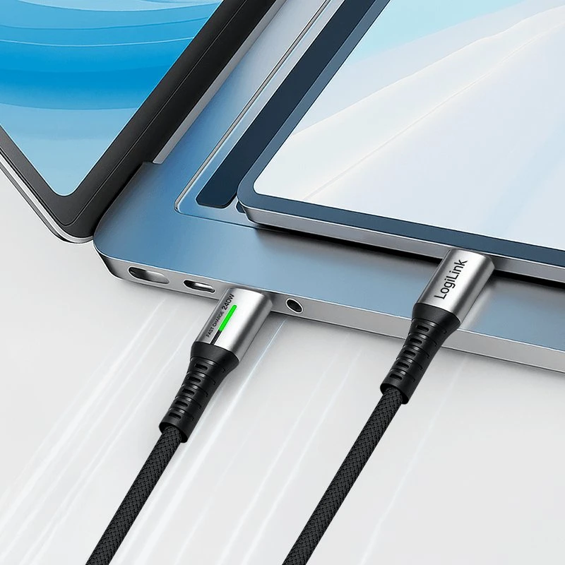 LogiLink USB-C 20 Gb/s, 240W 2.0m braided juoda
