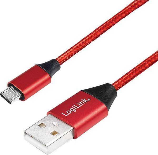 LOGILINK CU0151 – USB-A 2.0 laidas su mikro-USB kištuku, raudonas 0,3 m