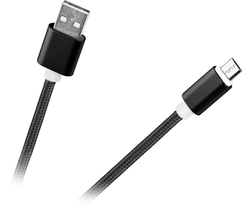 USB - micro USB kabelis M-Life nailonas, juodas, 1 m