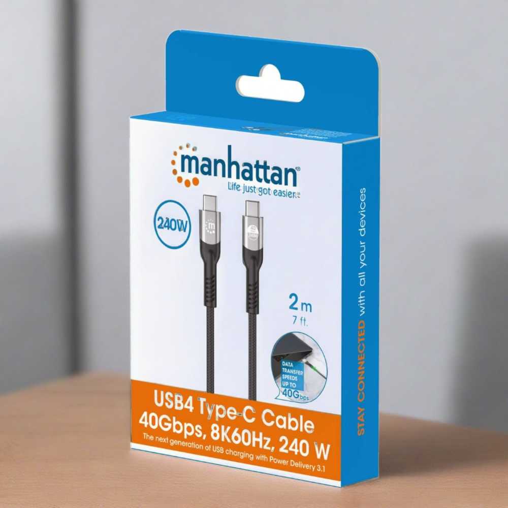Kabelis USB Manhattan USB-C - USB-C 2 m Juodas (356381)