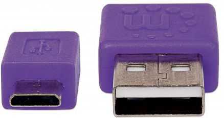 Kabelis USB Manhattan USB-A - microUSB 1 m Violetinis (391368)