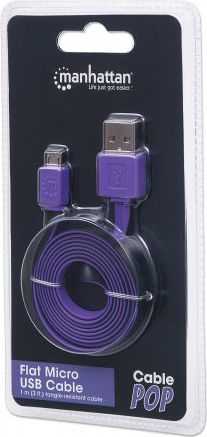 Kabelis USB Manhattan USB-A - microUSB 1 m Violetinis (391368)