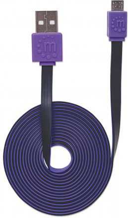 Kabelis USB Manhattan USB-A - microUSB 1 m Violetinis (391368)