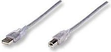 StarTech Intracom MANHATTAN didelės spartos USB įrenginio kabelis 3m sidabrinis USB 2.0 Standard-A male to USB 2.0 Standard-B male Palaiko greitį iki 480 Mbps