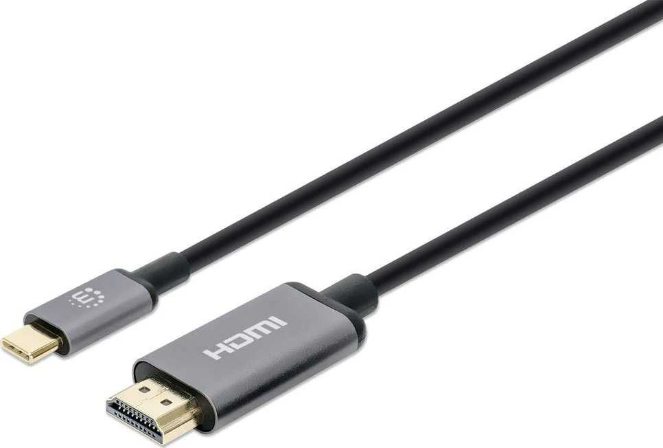 USB-C į HDMI kabelis su pilkomis jungtimis