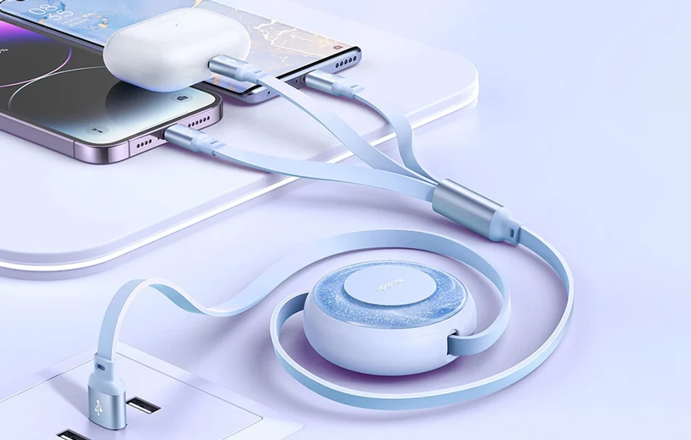 3in1 USB į USB-C / Lightning / Micro USB kabelis, Mcdodo CA-3570, 1.2 m (juodas)
