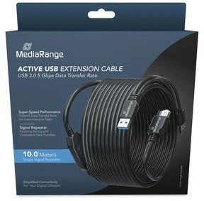Kabelis USB MediaRange 2x USB-A - USB-A 10 m Juodas (MRCS243)