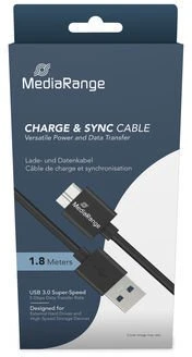 Kabelis USB MediaRange MRCS240 USB-A na Micro-B USB 3.2 Gen 1 1.8 m Juodas