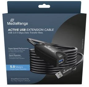 Kabelis USB MediaRange USB-A - USB-A 5 m Juodas (MRCS242)