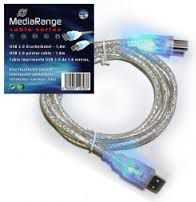 Kabelis USB MediaRange USB-A - USB-B 1.8 m Permatomas (MRCS109)