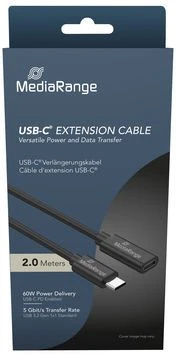 Kabelis USB MediaRange USB-C - USB-C 2 m Juodas (MRCS245)
