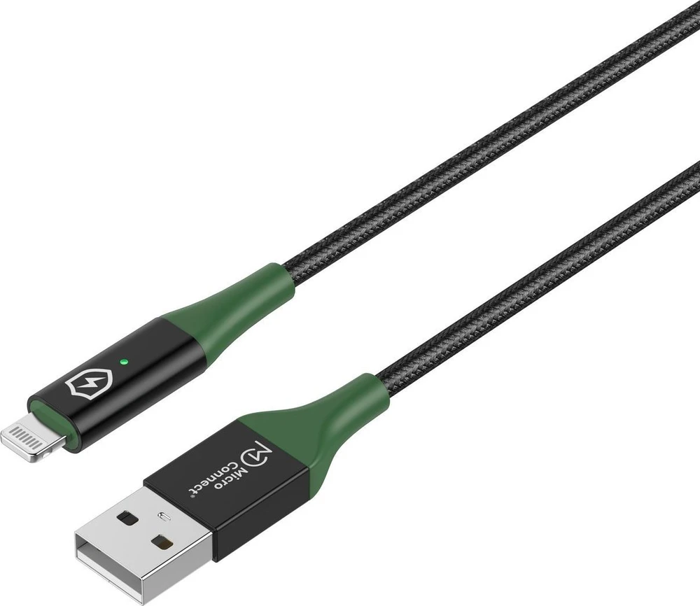 USB laidas MicroConnect USB-A - Lightning 1 m Žalias (Smart Charge MFI USB-A - Lightning)