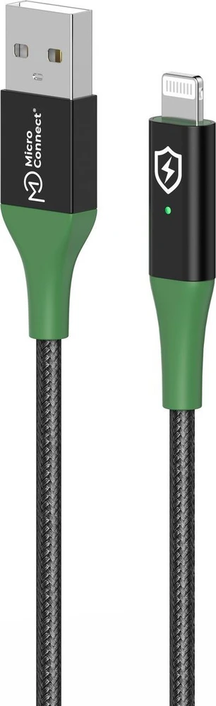 USB laidas MicroConnect USB-A - Lightning 1 m Žalias (Smart Charge MFI USB-A - Lightning)