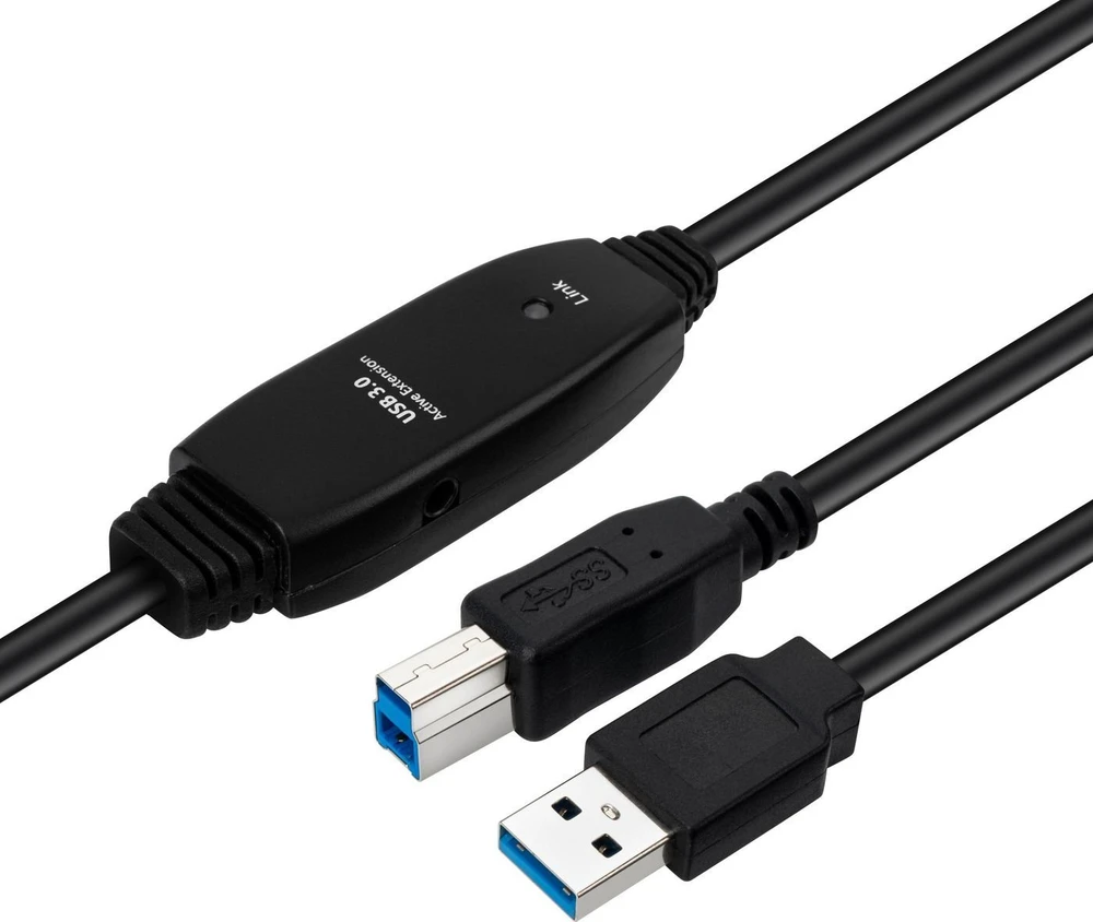 USB MicroConnect USB-A - USB-B laidas 7 m Juodas (Active USB 3.2 Gen 1 A-B 7 m)