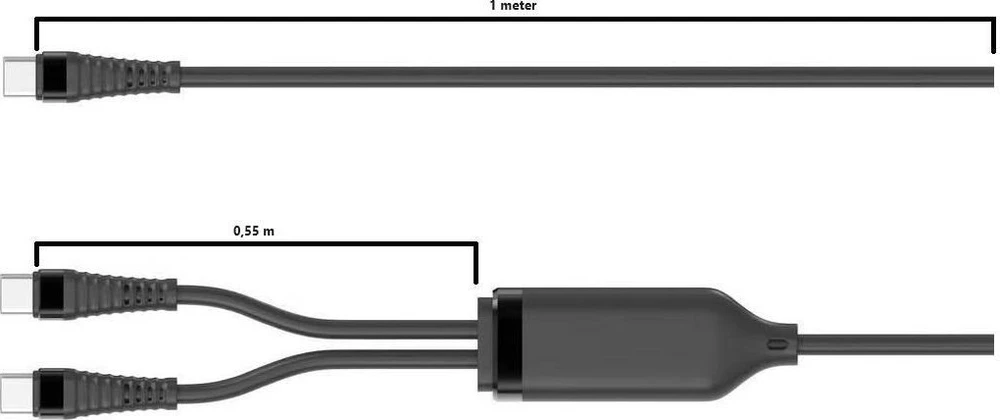 Kabelis USB MicroConnect USB-C - 2x USB-C 1.5 m Juodas (1-in-2 PD100W USB-C to)