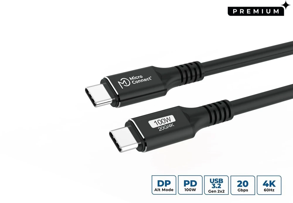 Kabelis USB MicroConnect USB-C - USB-C 0.5 m Juodas (USB3.2CC05)
