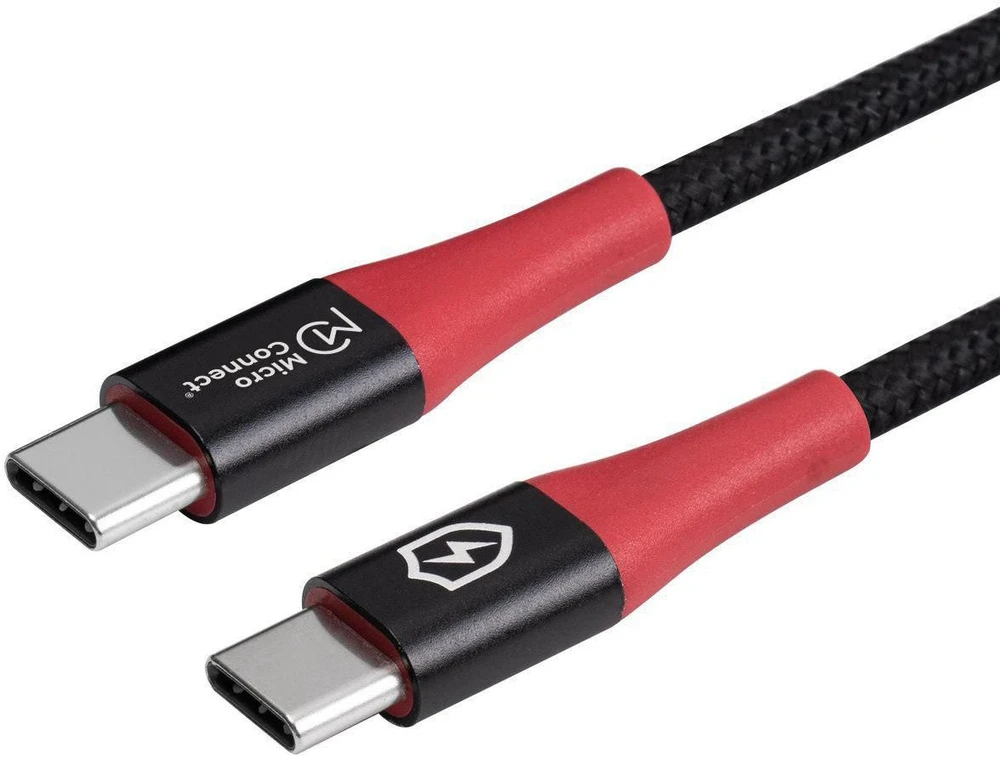 Kabelis USB MicroConnect USB-C - USB-C 1.5 m Juodai-raudona (Safe Charge USB-C to C Data)