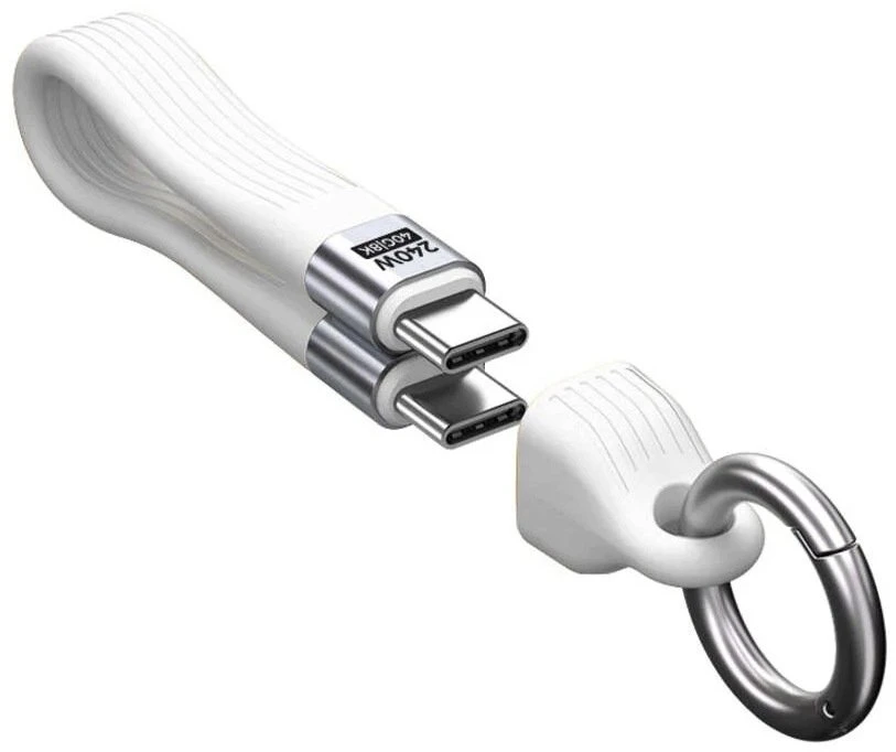 Mobile Origin 240W 40Gbps 8K USB-C raktų pakabuko laidas CB17 baltas