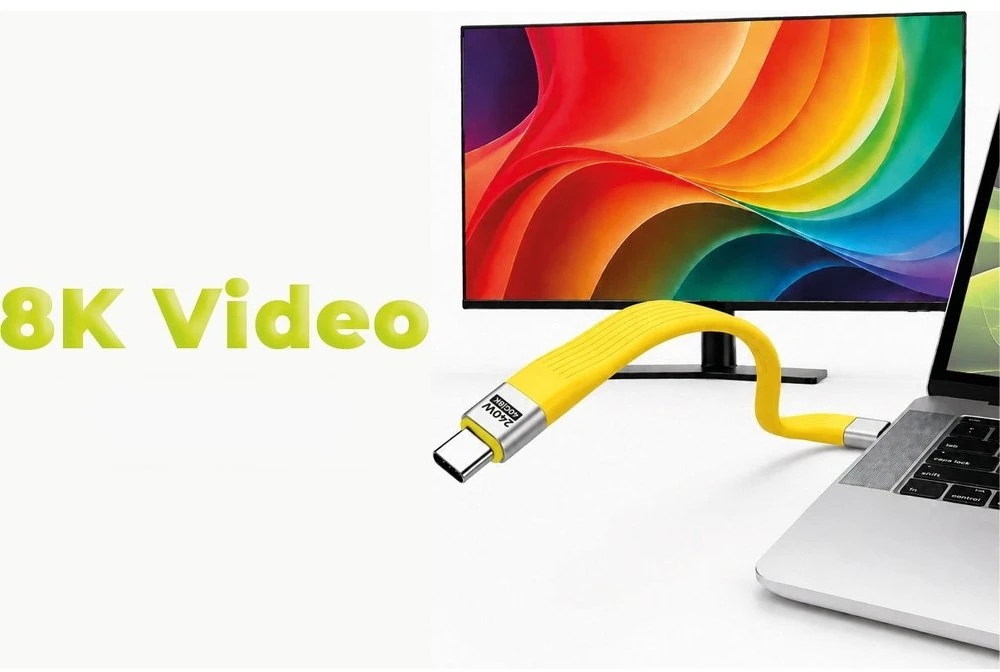 Mobile Origin 240W 40Gbps 8K USB-C raktų pakabuko laidas CB17 geltonas