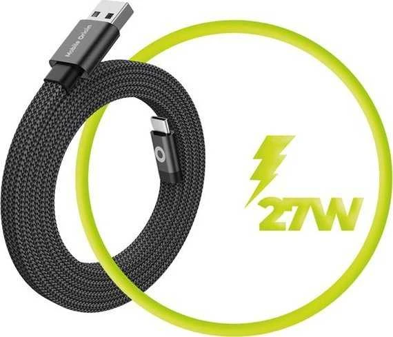 Mobile Origin Plokščias magnetinis patentuotas originalus USB-A į USB-C laidas, 1 m, juodas
