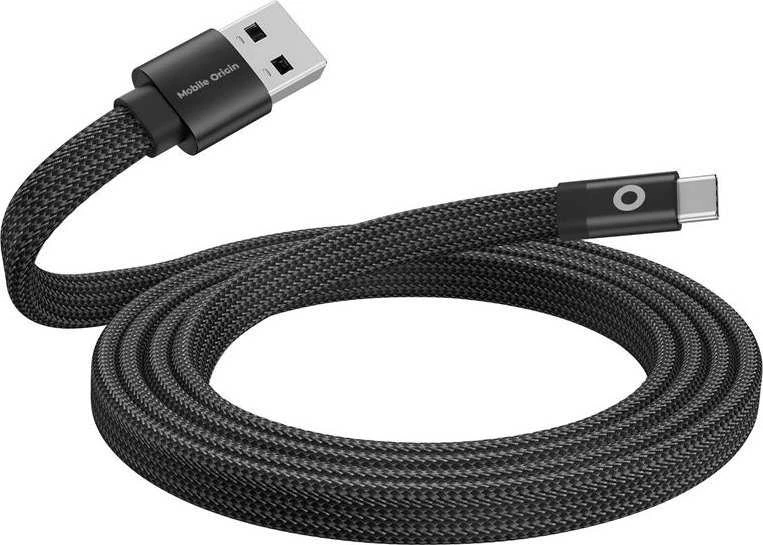 Mobile Origin Plokščias magnetinis patentuotas originalus USB-A į USB-C laidas, 1 m, juodas