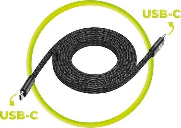 Mobile Origin Magnetinis plokščias patentuotas originalus USB-C į USB-C kabelis, 1 m, juodas