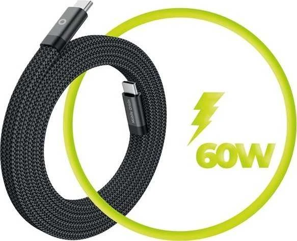 Mobile Origin Magnetinis plokščias patentuotas originalus USB-C į USB-C kabelis, 1 m, juodas