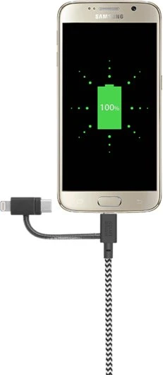 „Native Union Belt Cable Universal“ – USB-A – USB-C/Lightning/microUSB kabelis, 2 m (zebras)